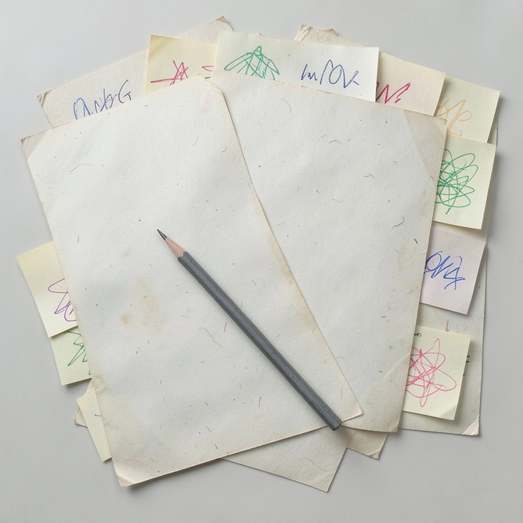 Escritorio con hojas de currículum y notas manuscritas