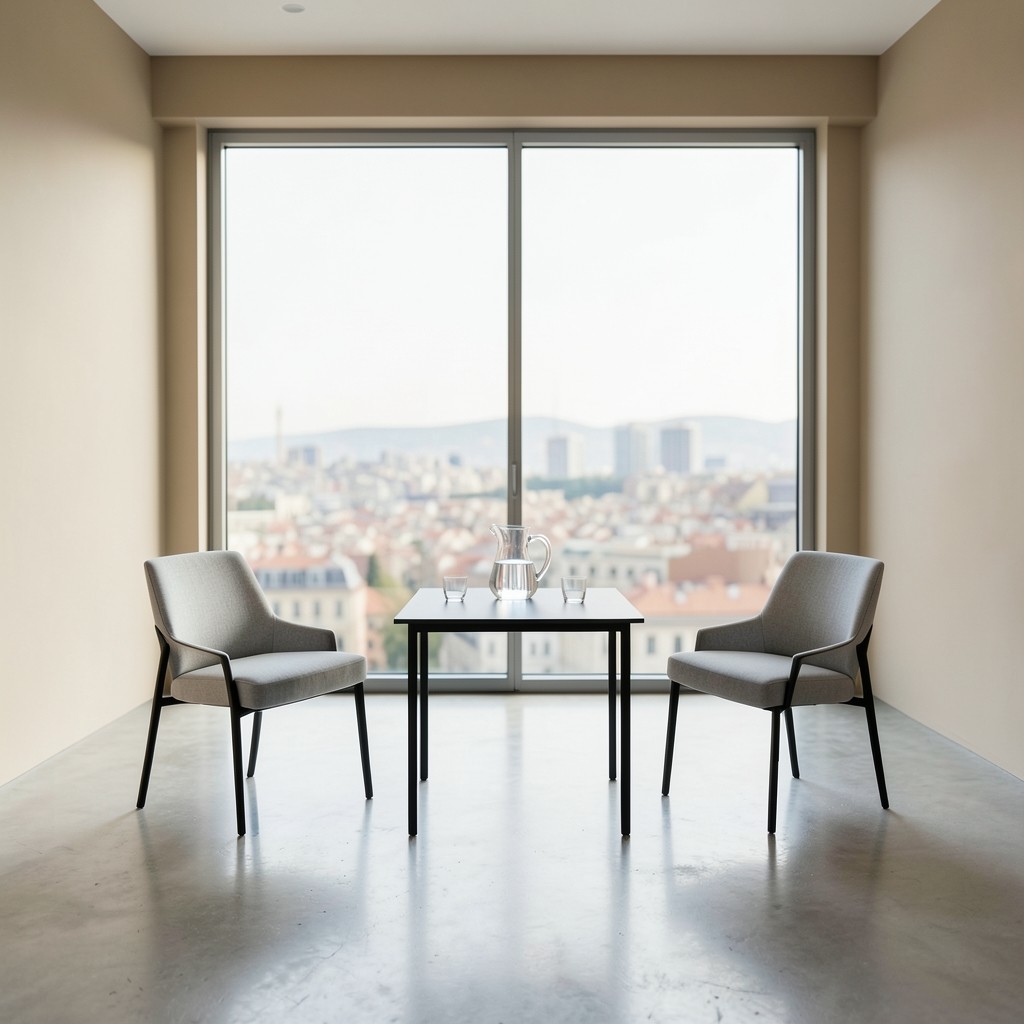 Sala de reuniones preparada para una entrevista laboral